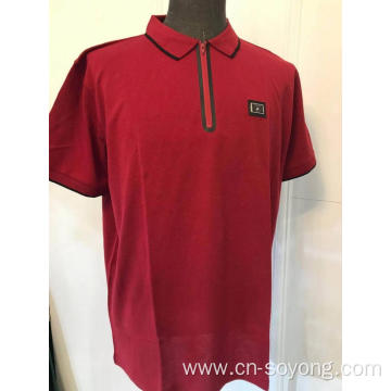 Men's zipper placket short sleeve pique polo shirt